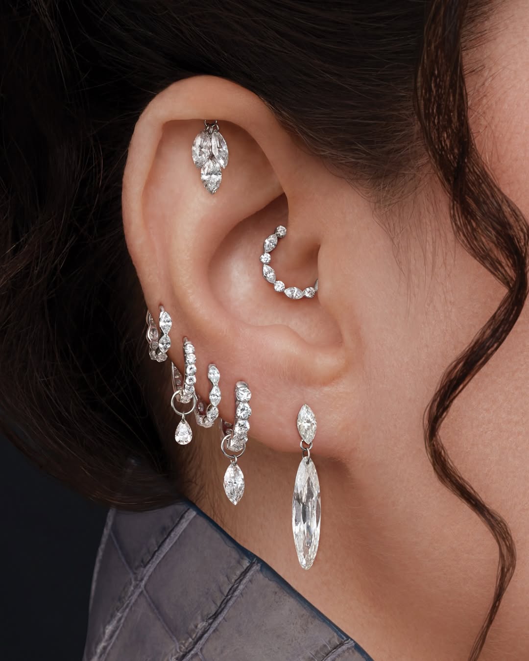 Scalloped Diamond Hoop Earring – MARIA TASH