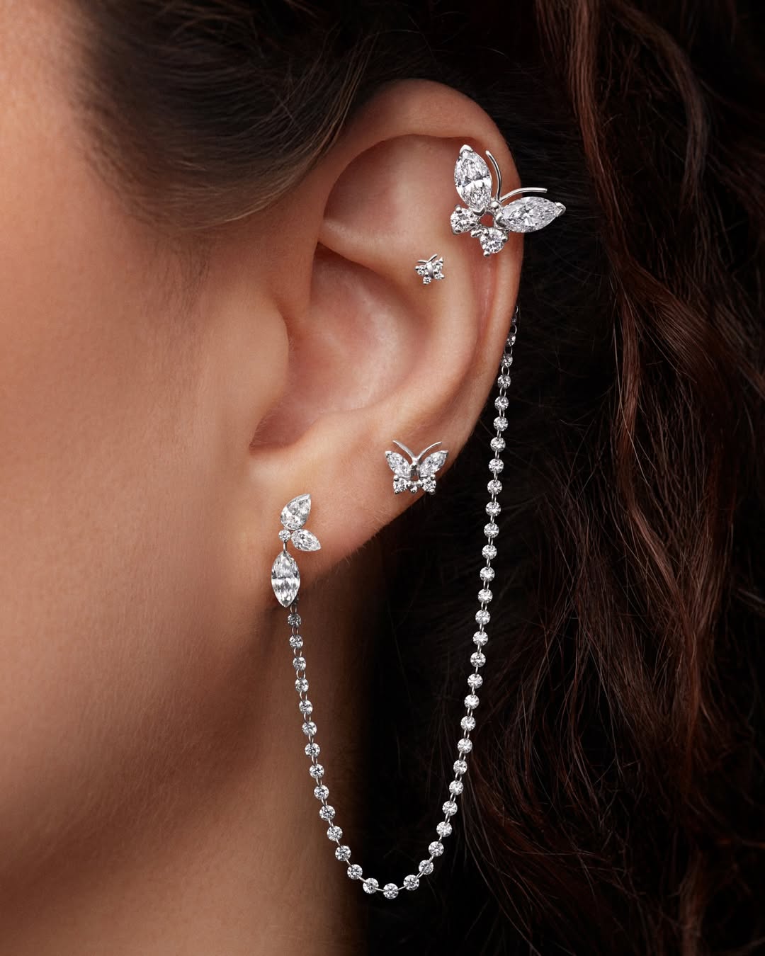 Triple Long Opal Spike Diamond Eternity Hoop Earring – MARIA TASH