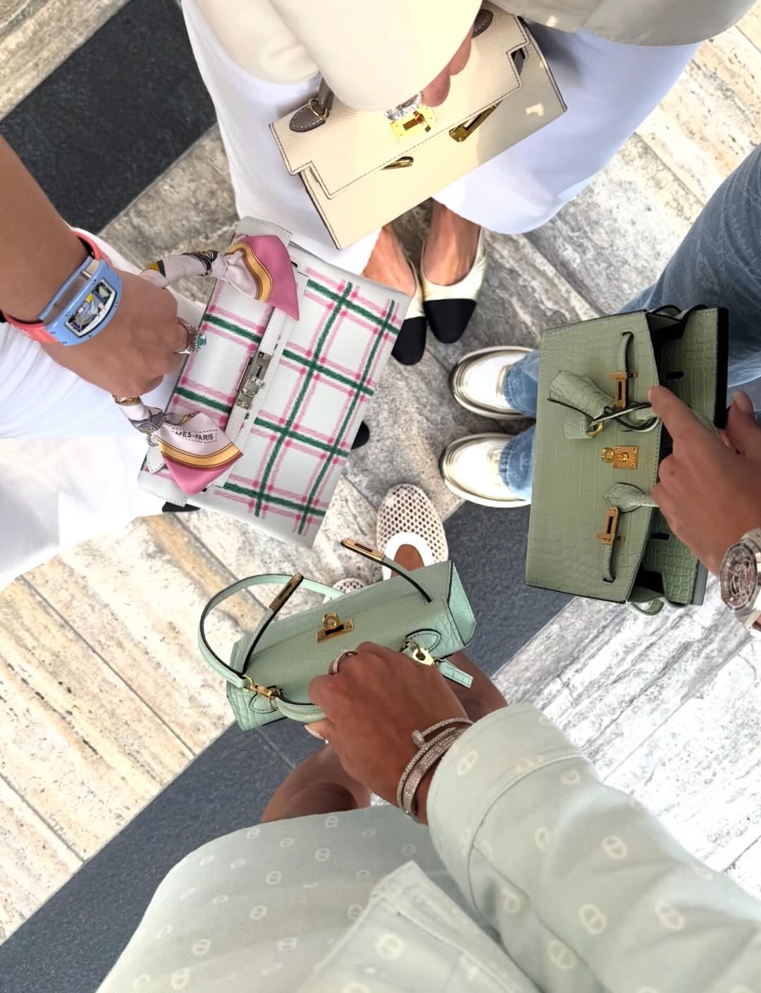 Christian Dior X Kenny Scharf Silver Cuban Link Bracelet with Jade