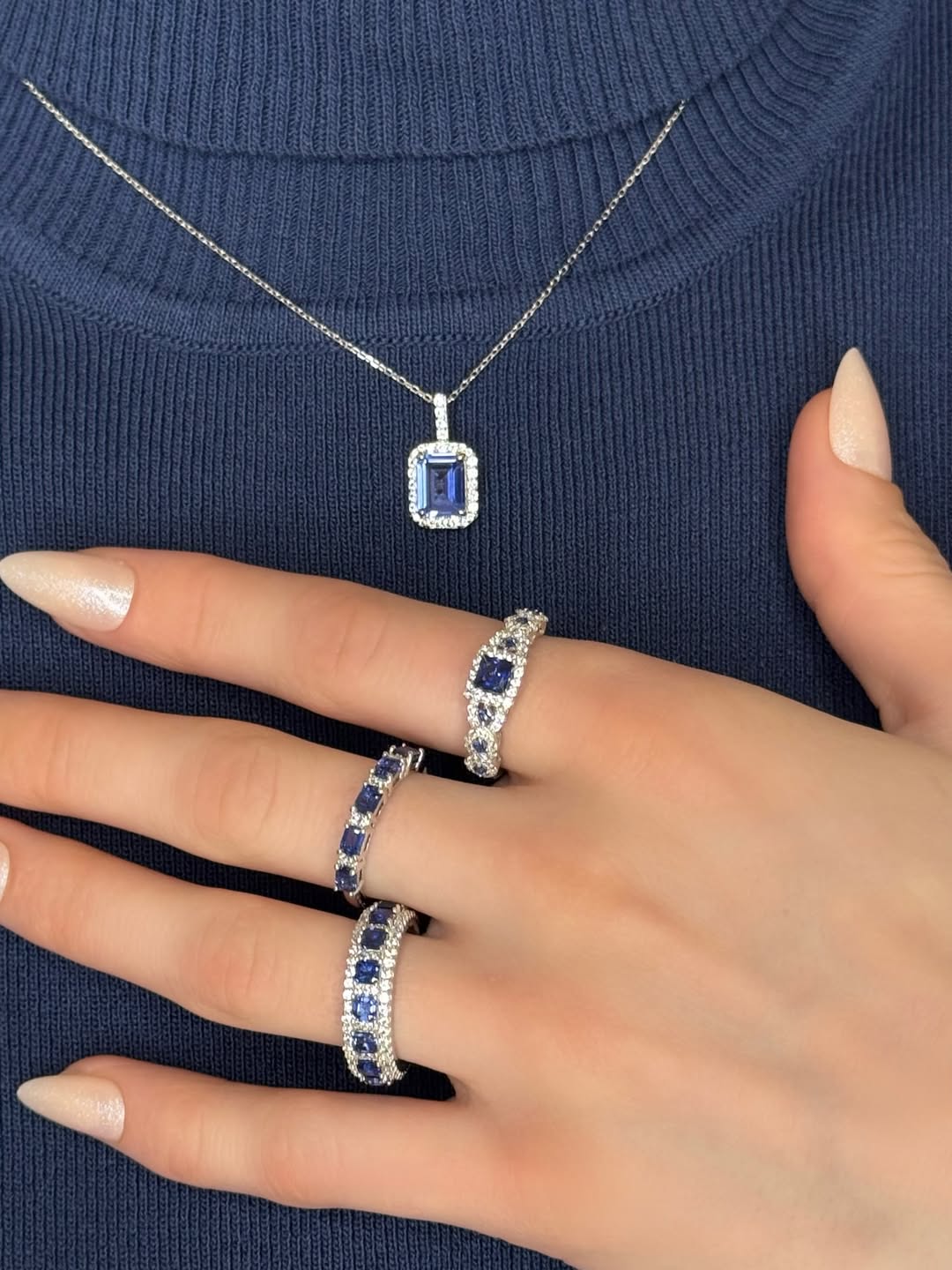 Suzy Levian Rose Sterling Silver White Topaz & Blue Topaz Two