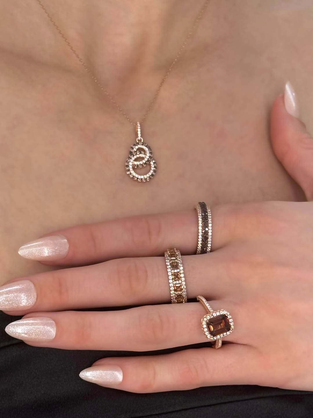 Suzy Levian Sterling Silver Pink & White Sapphire & Diamond Accent