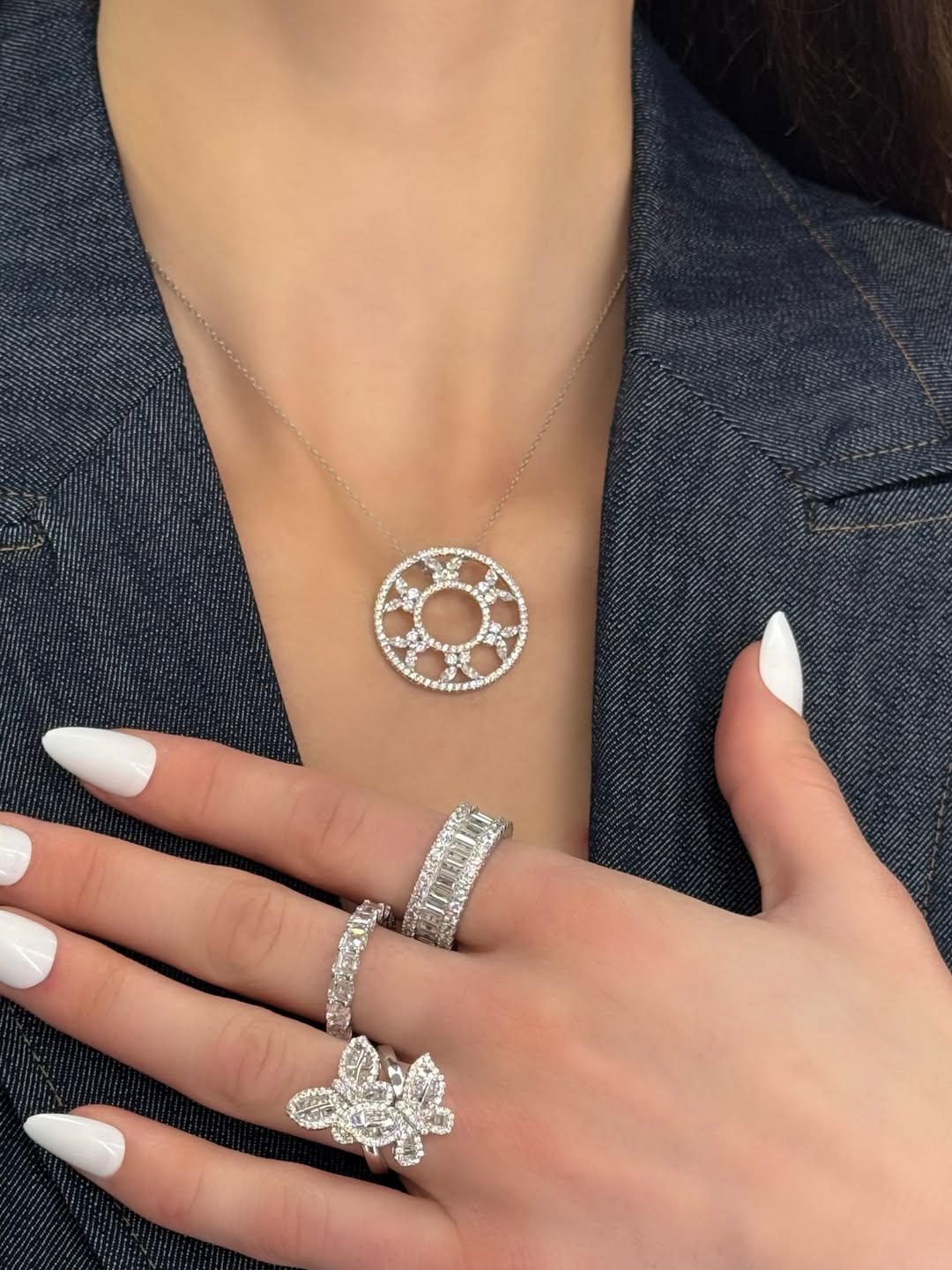 Suzy Levian Sterling Silver Pink Sapphire and Diamond Accent Cross