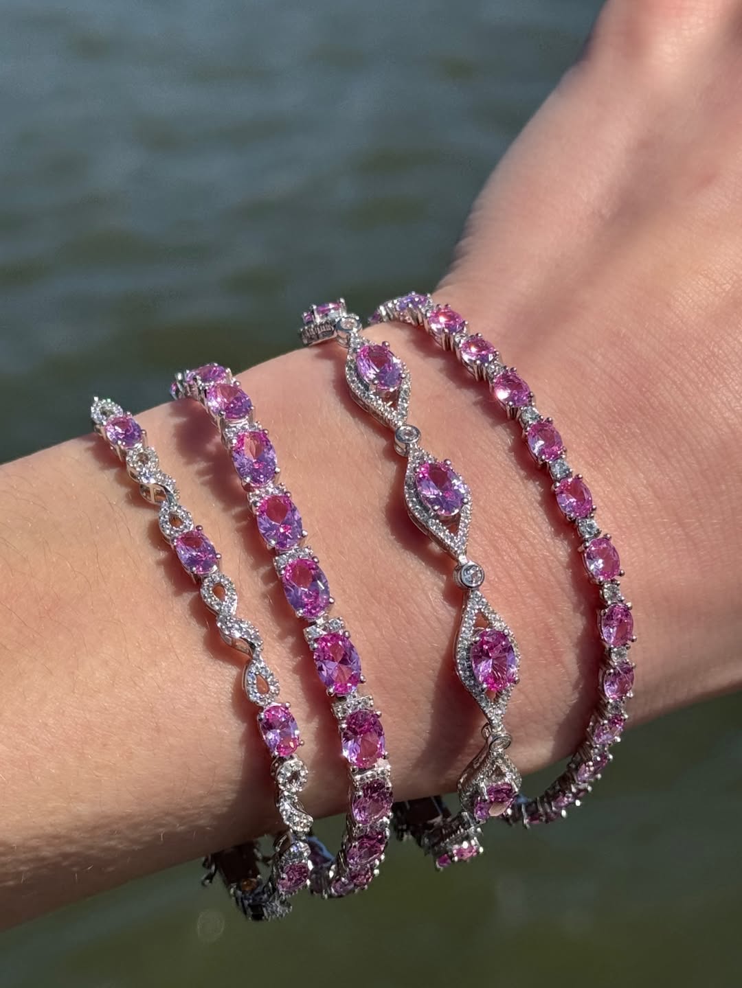 Suzy Levian Sterling Silver Pink & White Sapphire & Diamond Accent