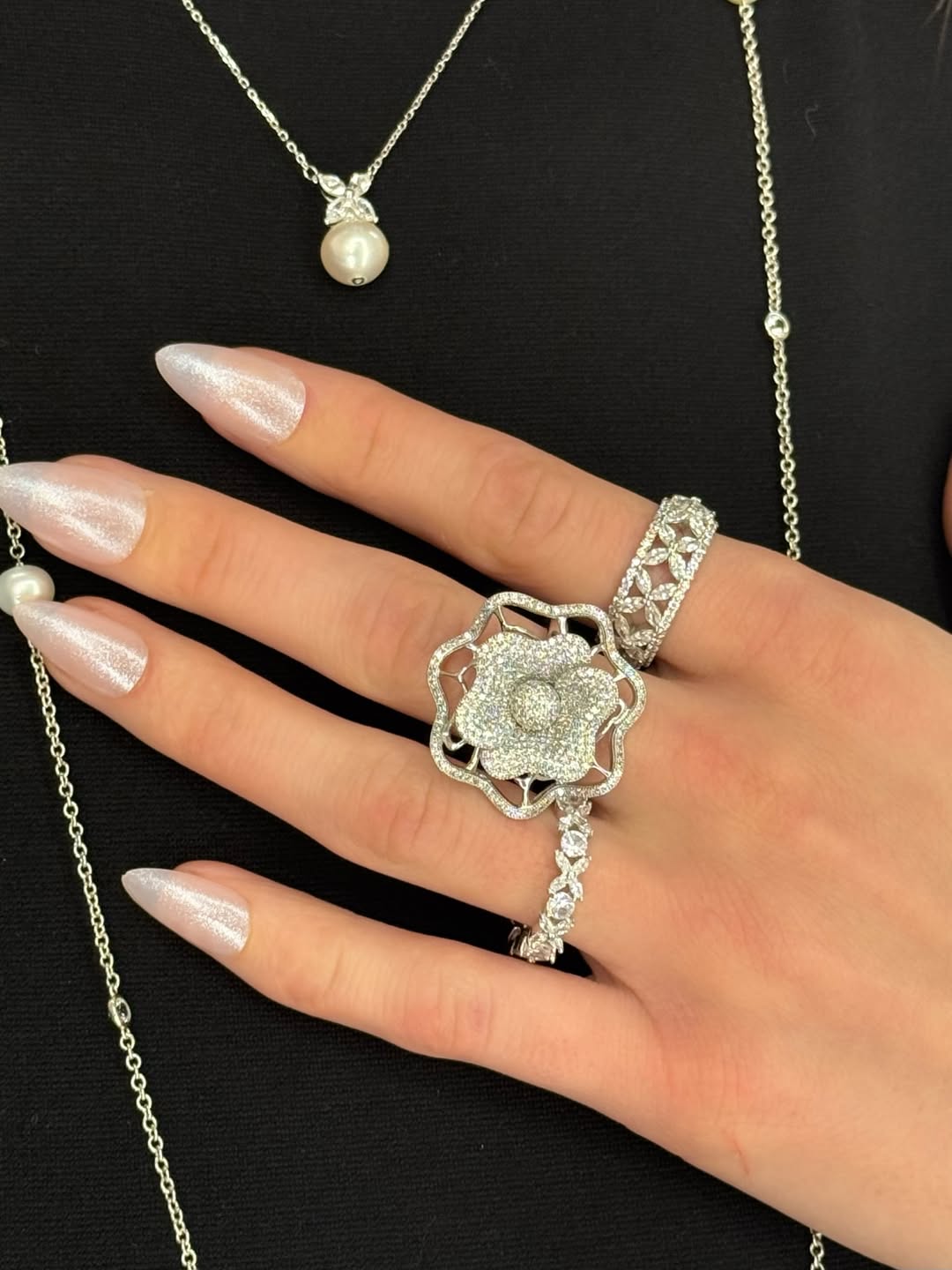 Suzy Levian Sterling Silver Pink & White Sapphire & Diamond Accent